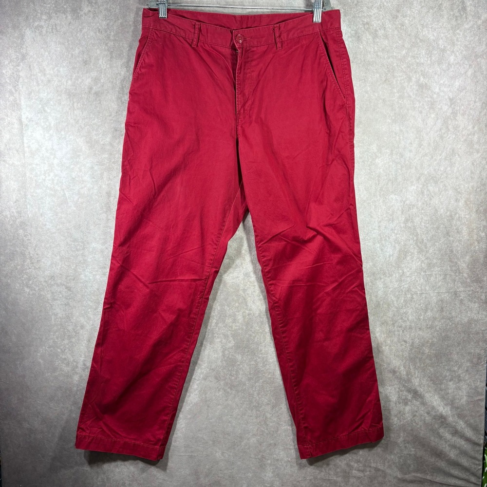 Lacoste Chino Pants Mens Size 36 Red Classic Fit Twill Cotton Preppy Straight